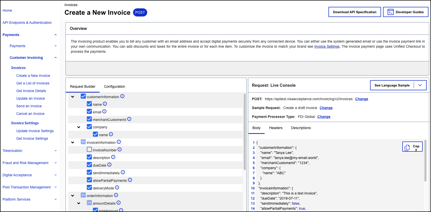 Invoicing API Requests - Create a Deliverable Draft Invoice