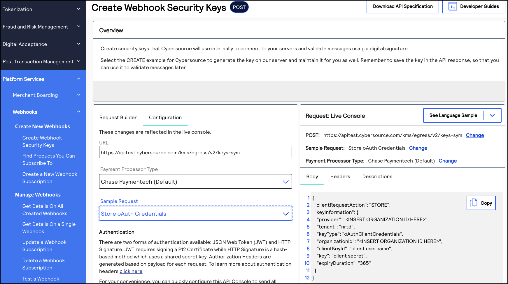 Webhooks - (Optional) Provide Your OAuth Credentials